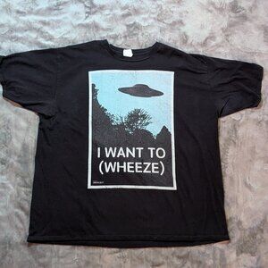 Buzzfeed Unsolved Watcher "I Want to (Wheeze)" Black XXL T-Shirt